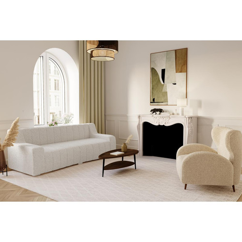 Canapé 3 places en tissu bouclette structure en pin massif GARANCE blanc Blanc POTIRON PARIS Meuble & Déco