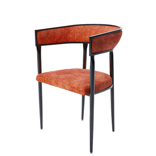 Chaise de salle à manger design avec dossier arrondi en velours AURORE ocre  POTIRON PARIS