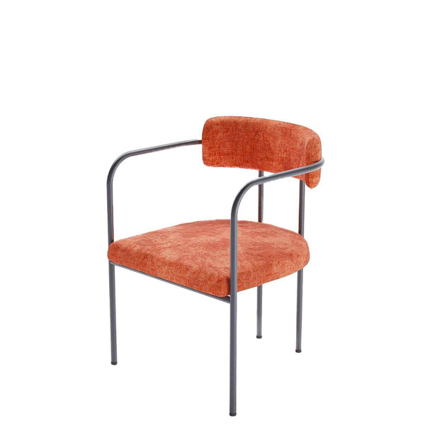 Chaise de salle à manger tapissée avec accoudoirs en velours BARBARA ocre POTIRON PARIS