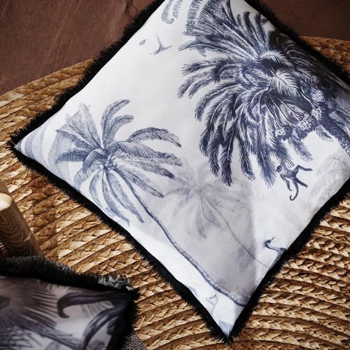 Coussin carré imprimé tropical Palmiers multicolore déhoussable avec rembourrage mousse Multicolore POTIRON PARIS Linge de maison