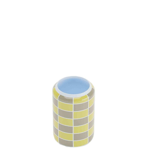 POTIRON PARIS - Vase cylindrique à damier céramique jaune  - Promo Objets Déco Design