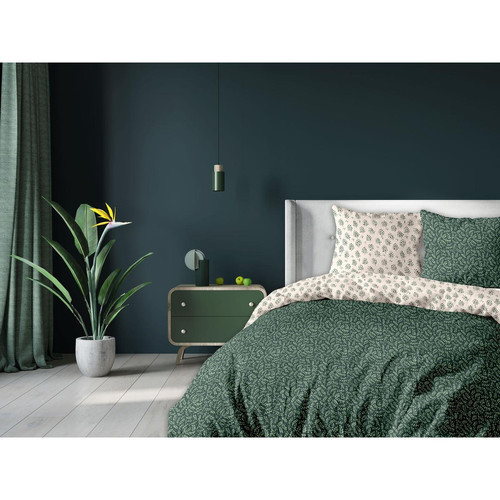 Une nuit douce - Parure de lit 240 x 220 cm 4 pièces 57 fils BELIZE Coton - Parures de lit vert