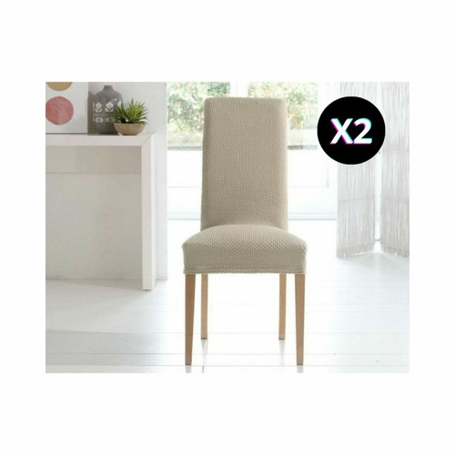 Becquet - Lot de 2 housses de chaise bi-extensibles Becquet - Blanc écru - Housse De Canapé Et Chaise Design