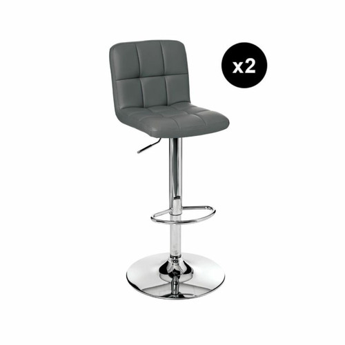 3S. x Home - Lot de 2 tabourets de bar gris "Delek" - Chaise Et Tabouret Et Banc Design